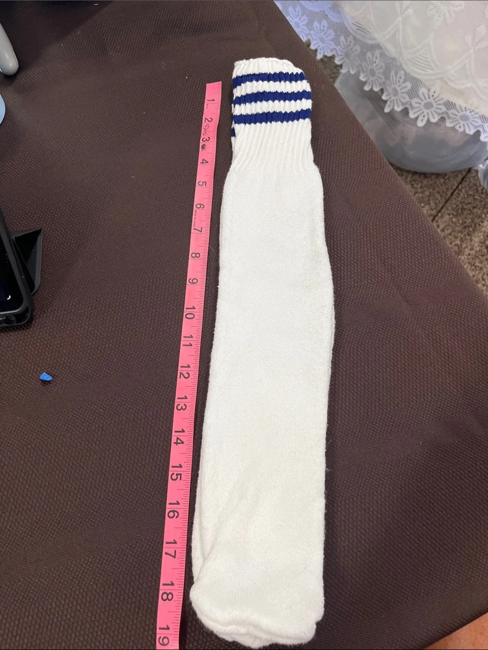 😻5for$15😻White Athletic Knee-High Socks with Navy Stripe Cuffs NWOT